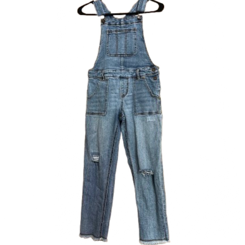 Lucky Brand Big Girls Light Wash Blue Denim Overalls Sz-12 - Picture 1 of 7